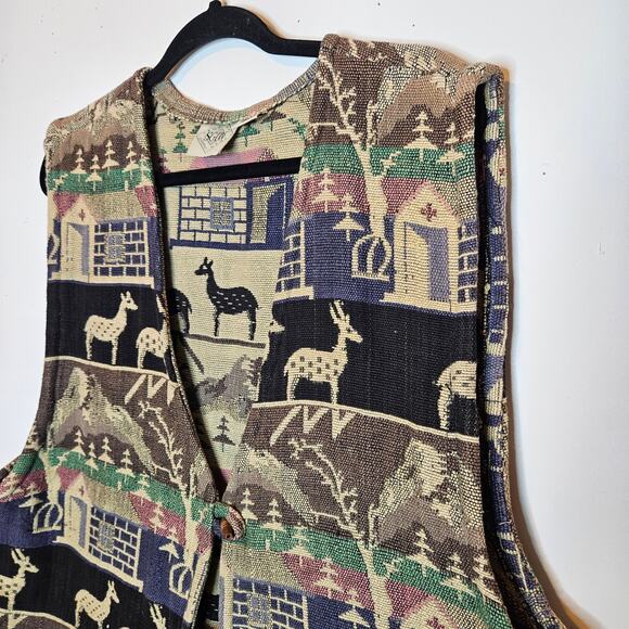 SGDN Same Game DIfferent Name VTG Nordic Fairisle vest sz 2X fringe - Picture 4 of 6